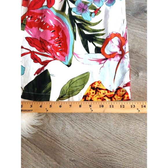 TAHARI Women's Size L Vibrant Floral Wide Leg Linen Pants Tropical Pineapples - Picture 11 of 11